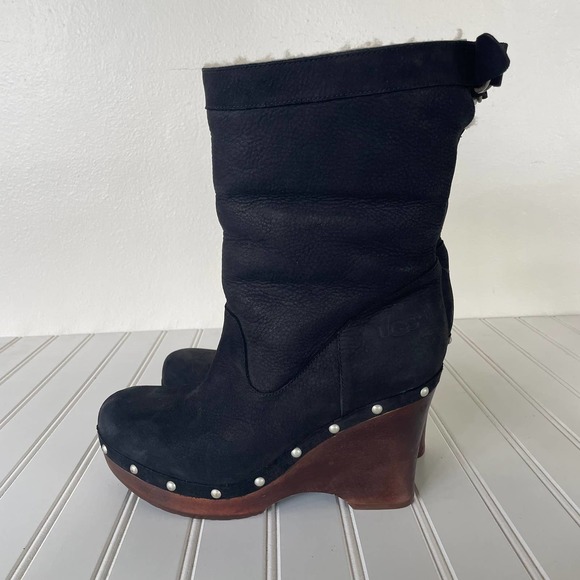 UGG Leather Carnegie Wood sole studded boots size 9 - Picture 4 of 15